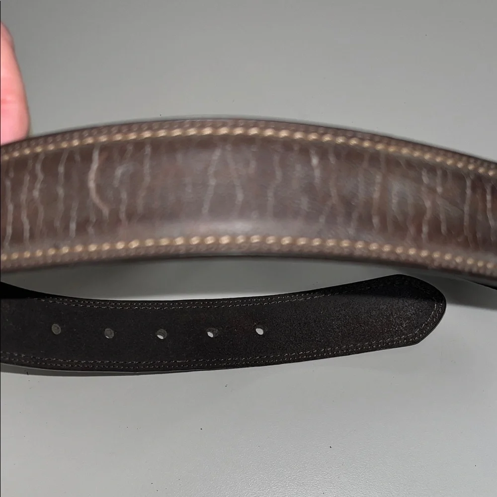 Dickies Dark Brown Leather Lined Belt w/Silver Buckle size 36”